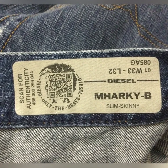 Diesel Men MHARKY-B Slim Skinny Jeans 33W 32L NWOT - Picture 6 of 10